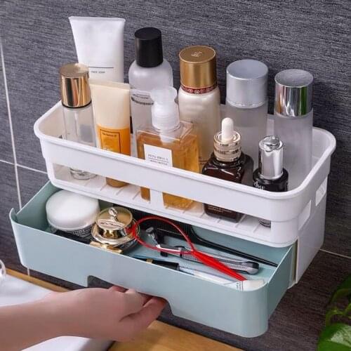 Punch-free Bathroom Storage Shelf Wall Mounted Shower Double Layers Draining Shampoo Rack Kitchen Bathroom Accessories