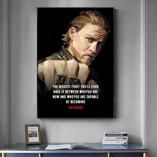 Movie Star Posters Jax Teller Canvas Painting Figure Inspirational Wall Art Prints Wall Pictures for Living Room Cuadros Decor
