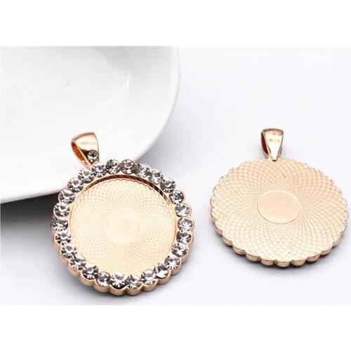 2pcs 25mm Inner Size Rose Gold Plated Simple Style Cabochon Base Setting Charms Pendant-B1-19