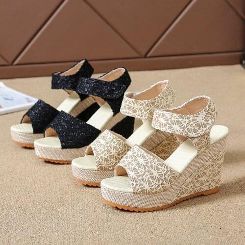 Women Wedge Sandals Peep Toe Summer Shoes Women Platform Wedges Fashion Strappy Platform Sandals High Heels Shoes For Women 40