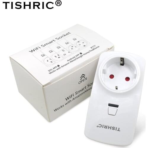 TISHRIC T30 16A WIFI Socket US/UK/FR/AU Plug Smart Socket Works with Amazon/Alexa/ Google Home Smart Life