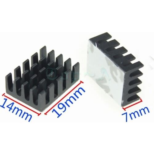 Gdstime 500 pcs Heat sink 19x14x7mm Black Router Heatsink Aluminum 19mm x 14mm x 7mm Cooling Fan for IC CHip