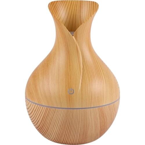 EAS-Essential Humidifier Aroma Oil Diffuser Wood Grain Ultrasonic Wood Air Humidifier Usb Cool Mini Mist Maker Led Lights For