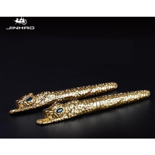 Vintage Jinhao Cheetah Full Metal Golden Fountain Pen Luxurious Exquisite Advanced Writing Gift Pen For Office & Home & School