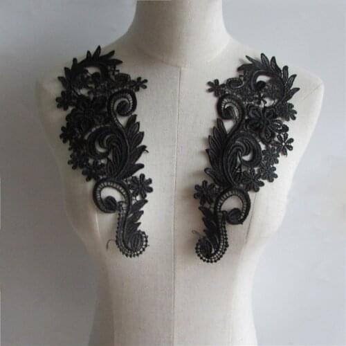 High quality brand new embroidery applique lace neckline Sewing accessories DIY decoration applique YL259 a pair for sale