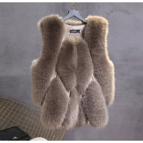 Womens High Quality Faux Fox Fur Vests 2021 Female Fashion Fur Coat Jacket Vest Ladies Leather Coat Waistcoat Plus Size XL Q261