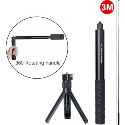 1.1M 3M Rotating Bullet Time Aluminum Alloy Selfie Stick Holder Tripod Monopod for Insta 360 One R/X Gopro MAX Panoramic Camera
