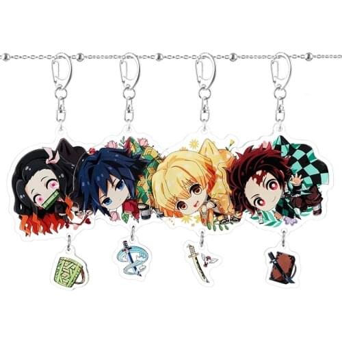 Anime Demon Slayer Kimetsu no Yaiba Keychain Cute Acrylic Tanjirou Nezuko Agatsuma Zenitsu Rengoku Kyoujurou Key Chain Jewelry