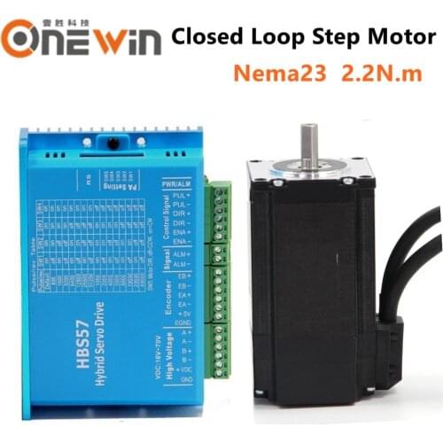 2 phase 2.2N.m Nema23 57mm closed loop stepper motor 57HBS22 with HBS57 Hybird step driver kit