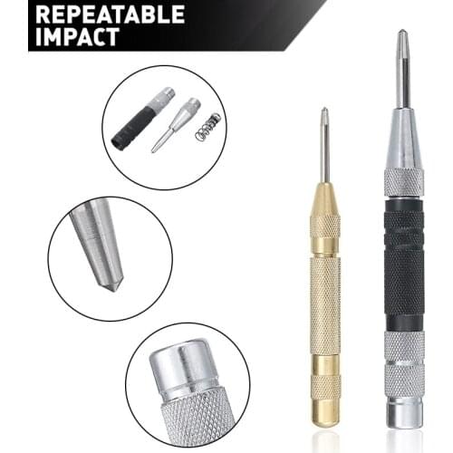 2pcs Automatic Centre Punch Center Pin Punch Stator Punching Adjustable Spring Loaded Metal Drill Tool Woodwork Tool Drill Bit