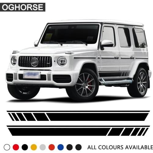 2 Pcs Car Door Side Racing Stripes Sticker Body Decal For Mercedes Benz G Class 2018-present G63 G65 G500 W463 AMG Accessories