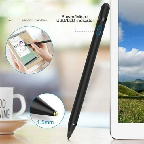 2-in-1 Active Stylus Pen 1.5 mm Fine Tip Pencil USB Rechargeable Capacitive Drawing Pen for Android/iOS Tablet Active Stylus Pen