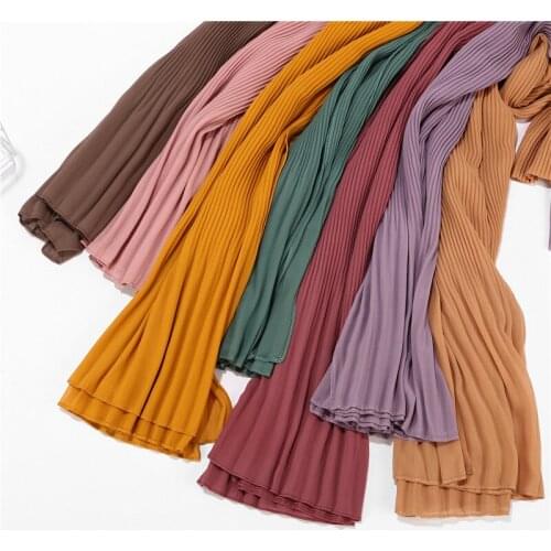 2021 muslim women bubble chiffon scarf hijab foulard femme musulman plain shawls islamic headscarf clothing Arab wrap head scarf