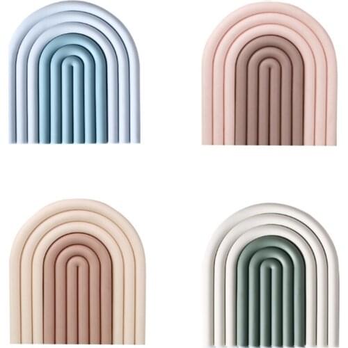 New 4PCS Insulation Pad Silicone Anti-Scalding Pad Table Mat Rainbow Placemat Household Coaster Bowl and Plate Mat