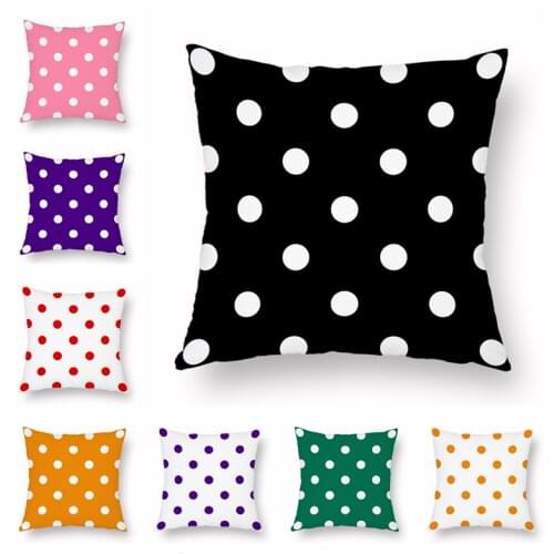 45x45cm Home Decor Simple Dot Throw Pillow Case Decorative 100% Polyester Sofa Car Seat Black Pink Cushion Covers Funda Cojin