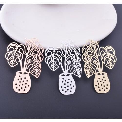 6pcs 48*32mm Silver Color Potted plants Charms DIY Making Eearring Pendant Jewelry Findings