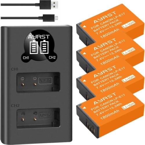 1800mAh LPE17 LP E17 LP-E17 Battery + 2-slot dual charger for Canon EOS 200D M3 M5 M6 750D 760D T6i T6s 800D 8000D Kiss X8i SL2