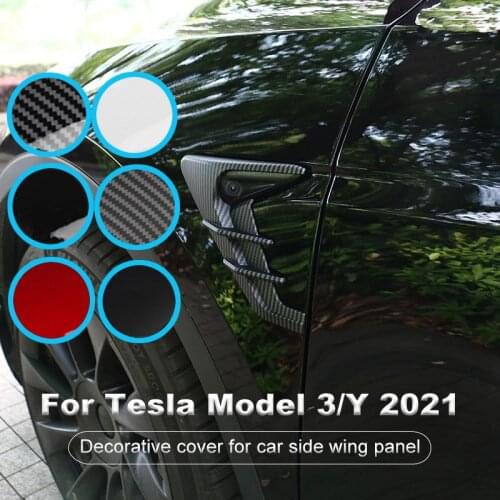 Car Side Wing Camera Flanks Panel Cover Spoiler Dust Cover Decoration Modification Accessories For Tesla Model 3 / Y 2021