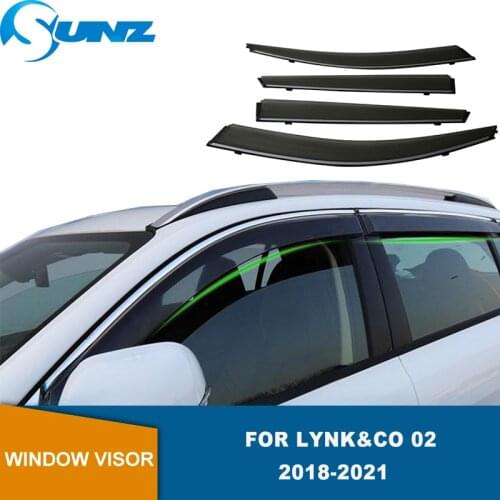 Side Window Deflectors For LYNK&CO 02 2018 2019 2020 2021 Car Window Visor Shield Rain Guard Cover Chrome Trim 4pcs SUNZ