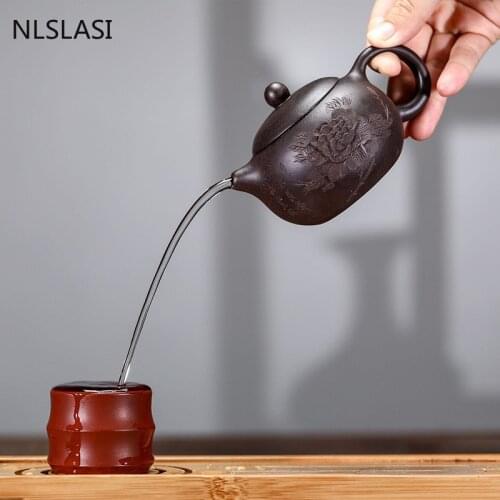 Yixing tea pot purple clay Xishi filter teapots beauty kettle Raw ore Black gold purple sand Handmade Tea set authentic 230ml