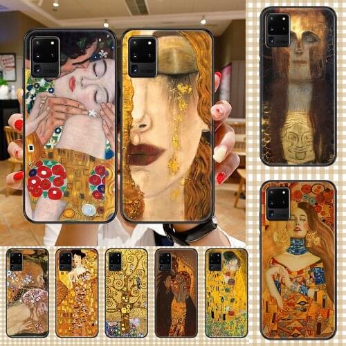Art Kiss by Gustav Klimt Phone case For Samsung Galaxy Note 4 8 9 10 20 S8 S9 S10 S10E S20 Plus UITRA Ultra black tpu prime
