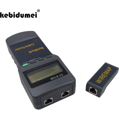 Kebidumei SC8108 LCD Digital PC Data Network Tester Multifunction Wireless CAT5 RJ45 LAN Phone Meter Length Cable Tester Meter