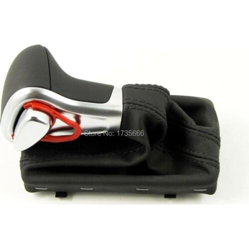 For Audi A3 A4 A5 A6 Q7 Q5 Chromed Black Gear Shift Knob & Leather Gaiter Boot Cover
