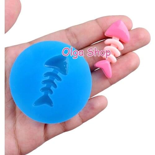 DYL631 37.8mm x 16.0mm Fish Bone Silicone Mold Fondant Cake Decoration Candy Resin Clay Earrings Necklace Craft Soap Candle