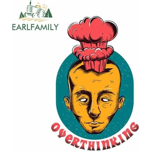 EARLFAMILY 13cm x 8.6cm for Overthinking Text Car Sticker Vehicle Personality Laptop Decoration Waterproof Window Trunk Decal