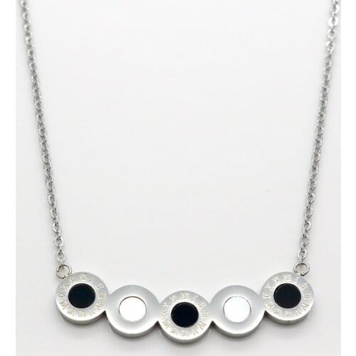 Brand Jewelry Roman Simple White Black Shell Bar Pendant Necklace Gold Colour White Natural Pearl And Shell Necklace Women