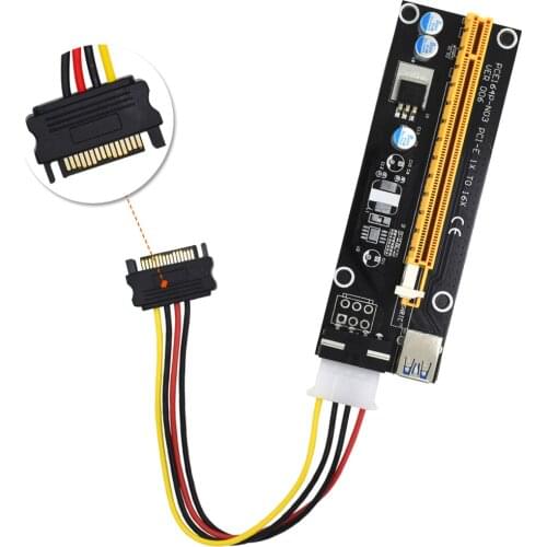 Gold Finger Pure Gold Craftsmanship VER006 PCIe Riser PCI-E 1x to 16x Adapter Extender 15-Pin to 4 Pin Power Supply