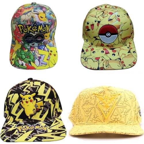 Cotton Pokemon Snapback Hats Anime Pikachu Figure Unisex Outdoor Hole Baseball Cap Kids Adults Birthday Gifts Party Costumes