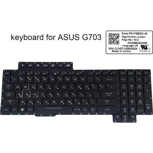 Hebrew Greek RGB Backlight keyboard for Asus ROG G703V G703G G703 VI G703GX HB GK laptops keyboards New 0KNR0 E610HE00 E610GR00