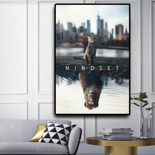 Lion or Cat Tiger In Heart Canvas Painting Abstract Animal Poster and Prints Cuadros Wall Art Picture for Living Room Home Decor