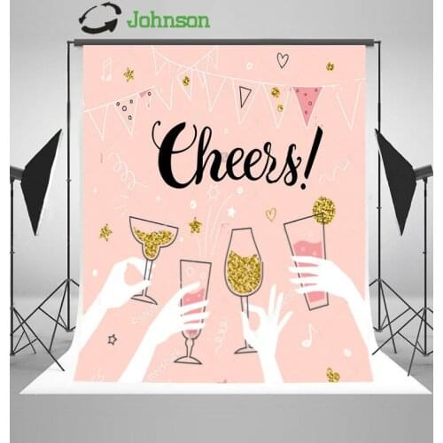 Cocktail Party Cheers Star Flag Pink background polyester or Vinyl cloth High quality Computer print wall backdrops