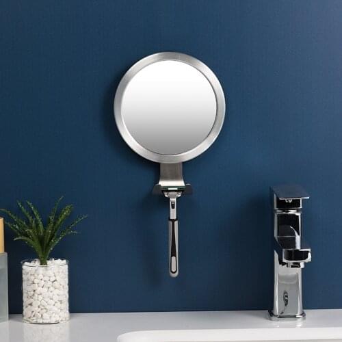 Metal Wall Suction Bathroom Mirror for Shaving with Shaver Hanger Mural Light Vanity Makeup Bath Cosmetic Smart Mirrors