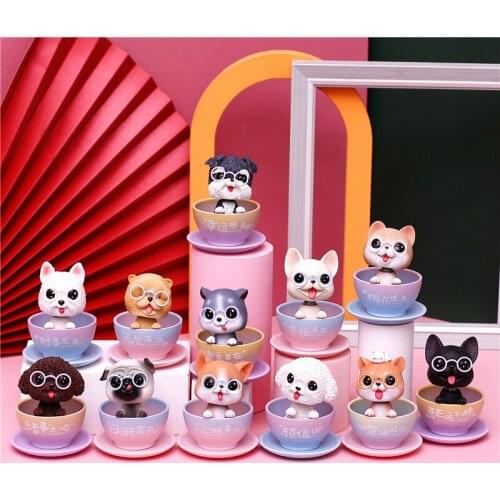 Cute Fortune Blind Box Girl Heart Hand-made Shaking Head Dog cat Doll Couple Gift lucky bag room decor desktop Decorations