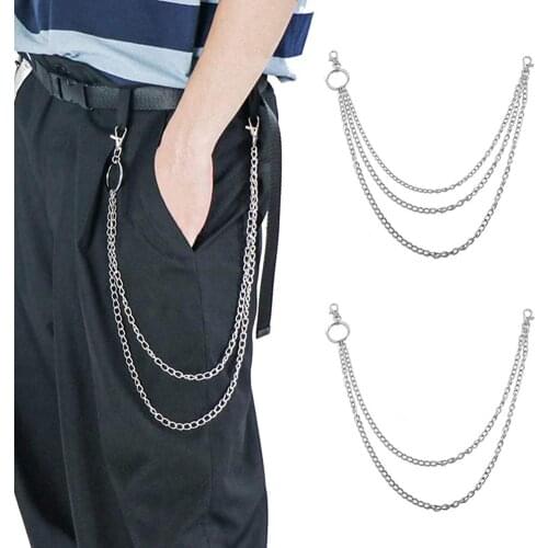 Fashion Unisex Multi-layer Anti-Lost Pants Jeans Wallet Pocket Chain Keychain Punk Hip-hop Metal Clothing Accessories Jewelry