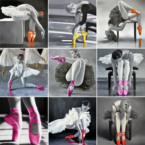 MomoArt Diamond Mosaic Ballet Full Square Diamond Painting Girl Cross Stitch Embroidery Portrait Rhinestone Sale Home Decoration