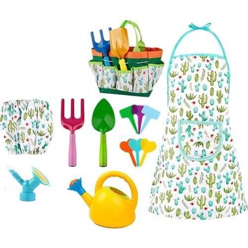 Children Gardening Set 16Pcs Kids Gardening Tools with Watering Can,Fork, Rake, Kids Apron, Gardening Tote Gardening Kit