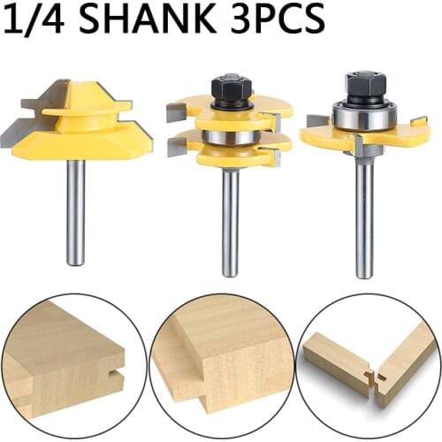 3pcs Router Bits 1/4'' Shank Router Bits Cabinet Door Milling Cutter Woodworking Tools Kits