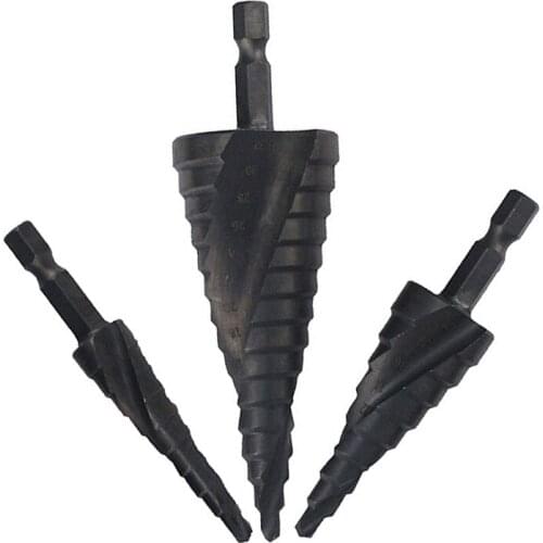 3 Pcs/set HSS Cobalt Step Drill Set Nitrogen High Speed Steel Hole Cutter DIY Metal Wood Power Tool Hex Shank Auger Pagoda Drill