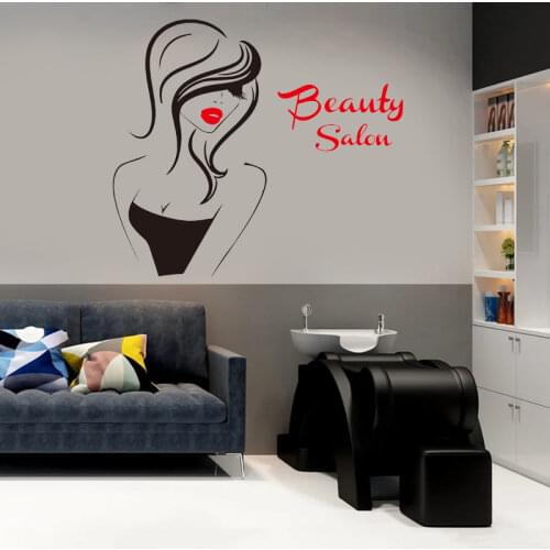 Wall Decal Beauty Salon Vinyl Decal Interior Decor Sticker Hairdresser Hairstyle Hair Barbers Hairdo Girl Face Eyes Lips F798