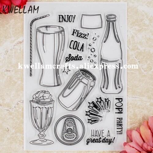 ENJOY Fizz PARTY HAVE A great day Scrapbook DIY photo cards rubber stamp clear stamp transparent stamp 11x16cm KW8042343