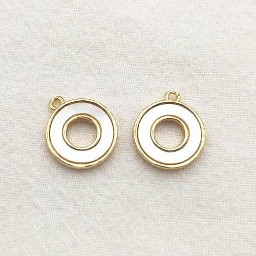 New Arrival! 15x13mm 20pcs Plating Real Gold color Real Shell Round Charm For Handmade Necklace Earring Parts DIY Accessories