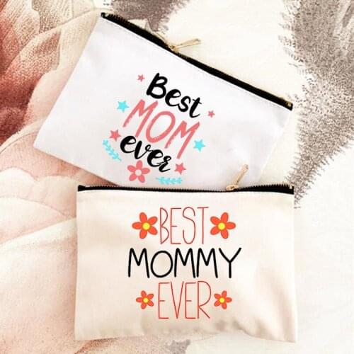 Best Mama Portable Zipper Cosmetic Bags Female Beauty Case Make Up Casual Purse Organizer Storage Travel Wash Pouch Mother Gifts