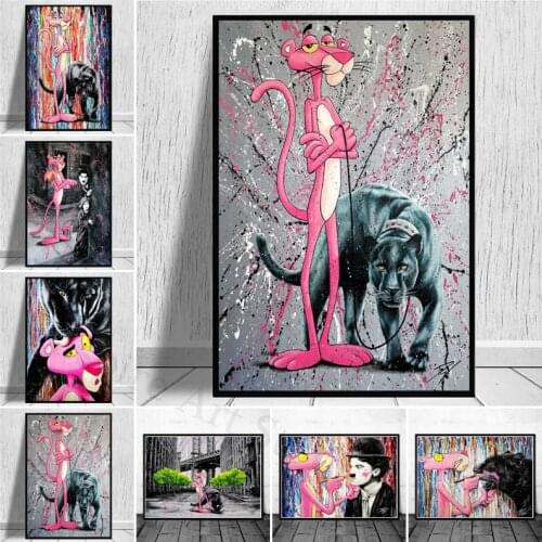 Pink Panther Posters and Prints Graffiti Art Painting on Canvas Street Wall Art Pictures for Home Decor NO FRAME