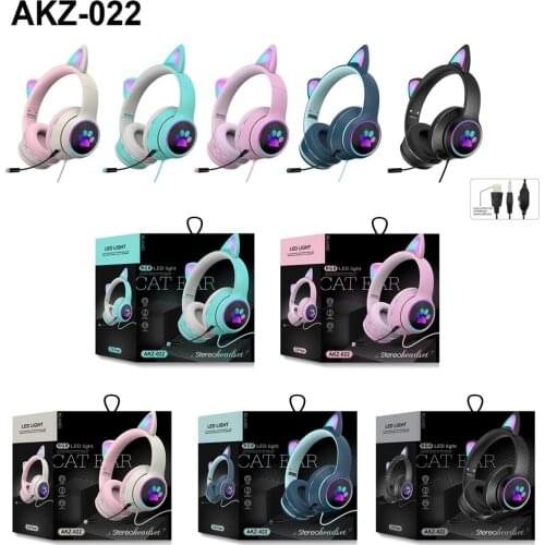 New Arrival Wired Cat Ear Headset Scalable HD Mic Virtual 7.1 Channel LED Lighting Cute Gaming Headphones