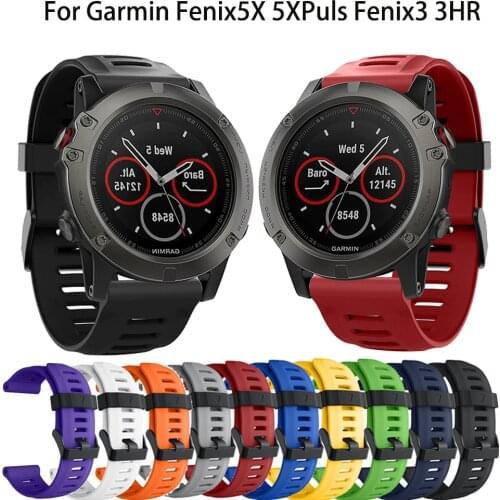 26mm Sport Silicone Wrist Strap Replacement Bracelet Watchband for Garmin Fenix 3 HR 5X Plus 6X Pro Fenix3 belt smartwatch Band