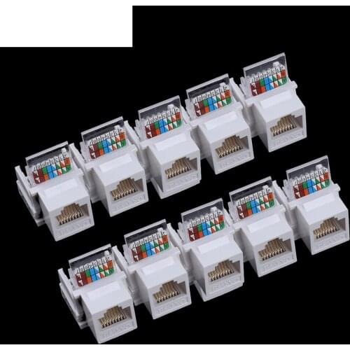 10pcs Tool-free CAT5E UTP network module RJ45 connector Information socket Computer Outlet cable adapter Keystone Jack FOR AMP